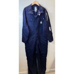 Carhartt Flame Resistant Twill Coverall Men’s Size 44R Navy Relaxed Fit Workwear